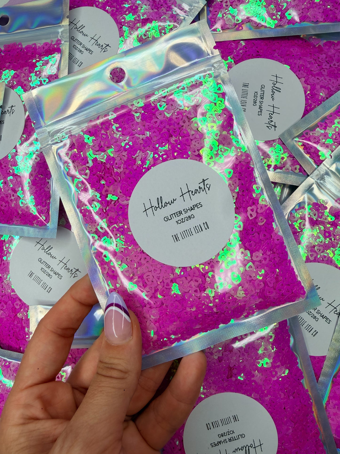 Hollow Hearts Glitter Shapes 1oz/28g Pack