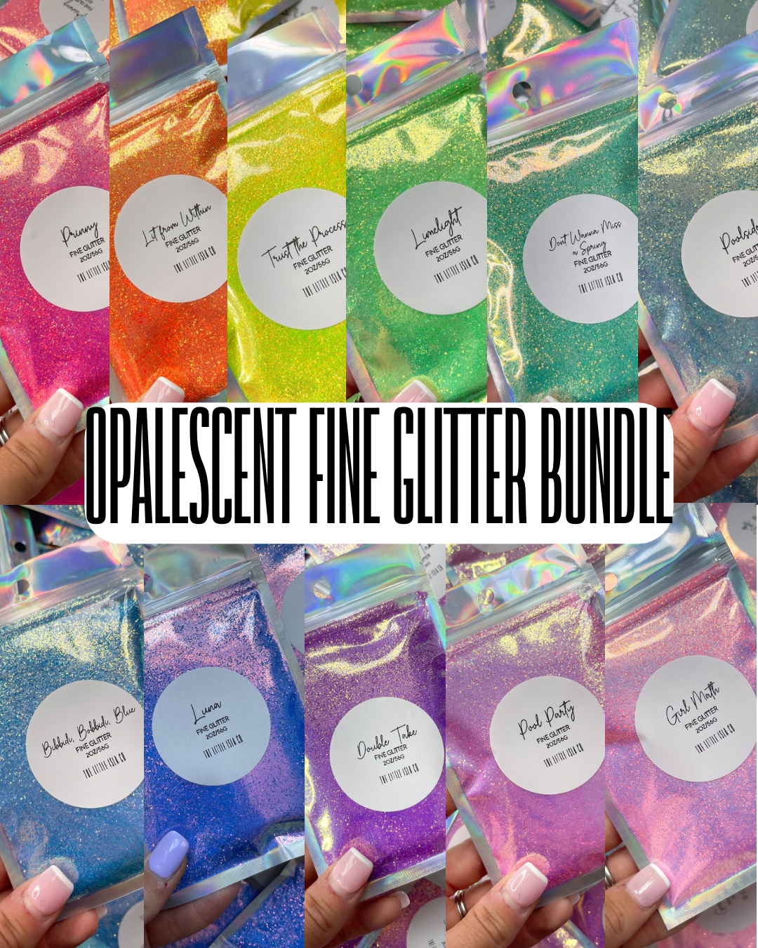 Opalescent Rainbow FINE Glitter Bundle - 11x 2oz/56g Packs