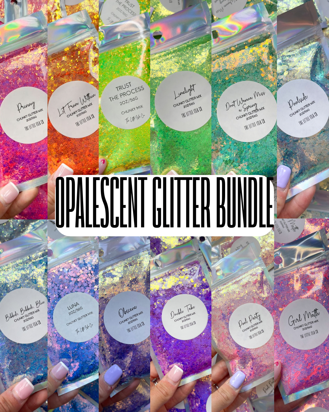 Opalescent Rainbow Glitter Bundle - 12x 2oz/56g Packs