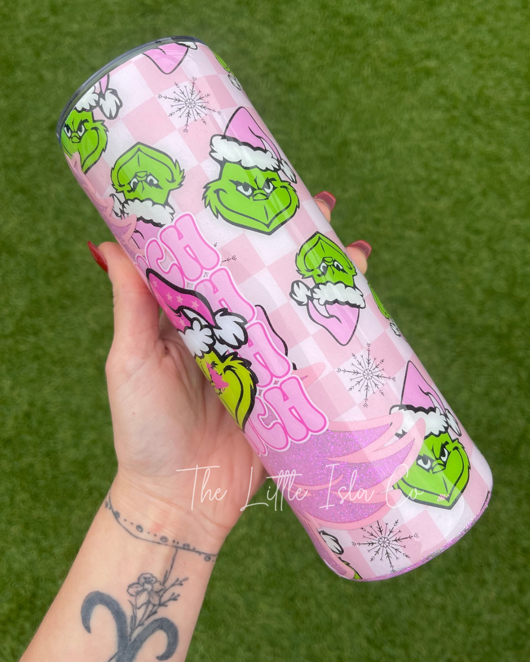 Green Character Pink Glitter Tumbler