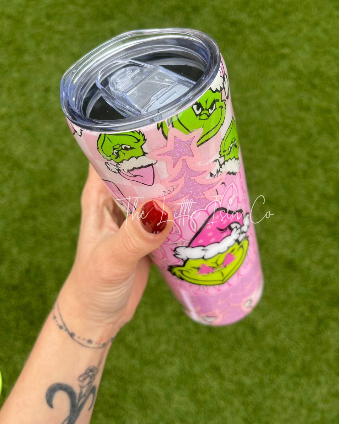 Green Character Pink Glitter Tumbler