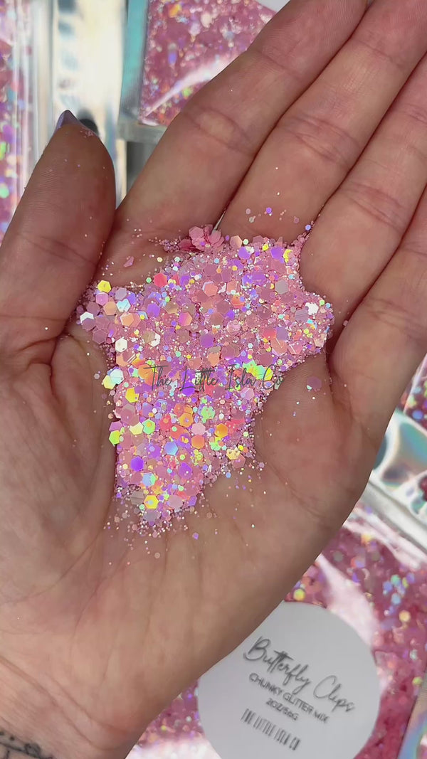 Butterfly Clips - Chunky Glitter Mix - 2oz/56g Pack