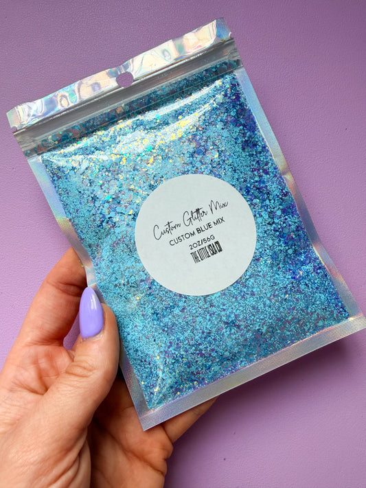 AS SEEN ON TIK TOK: Custom Blue Glitter Mix - Chunky Glitter Mix - 2oz/56g Pack