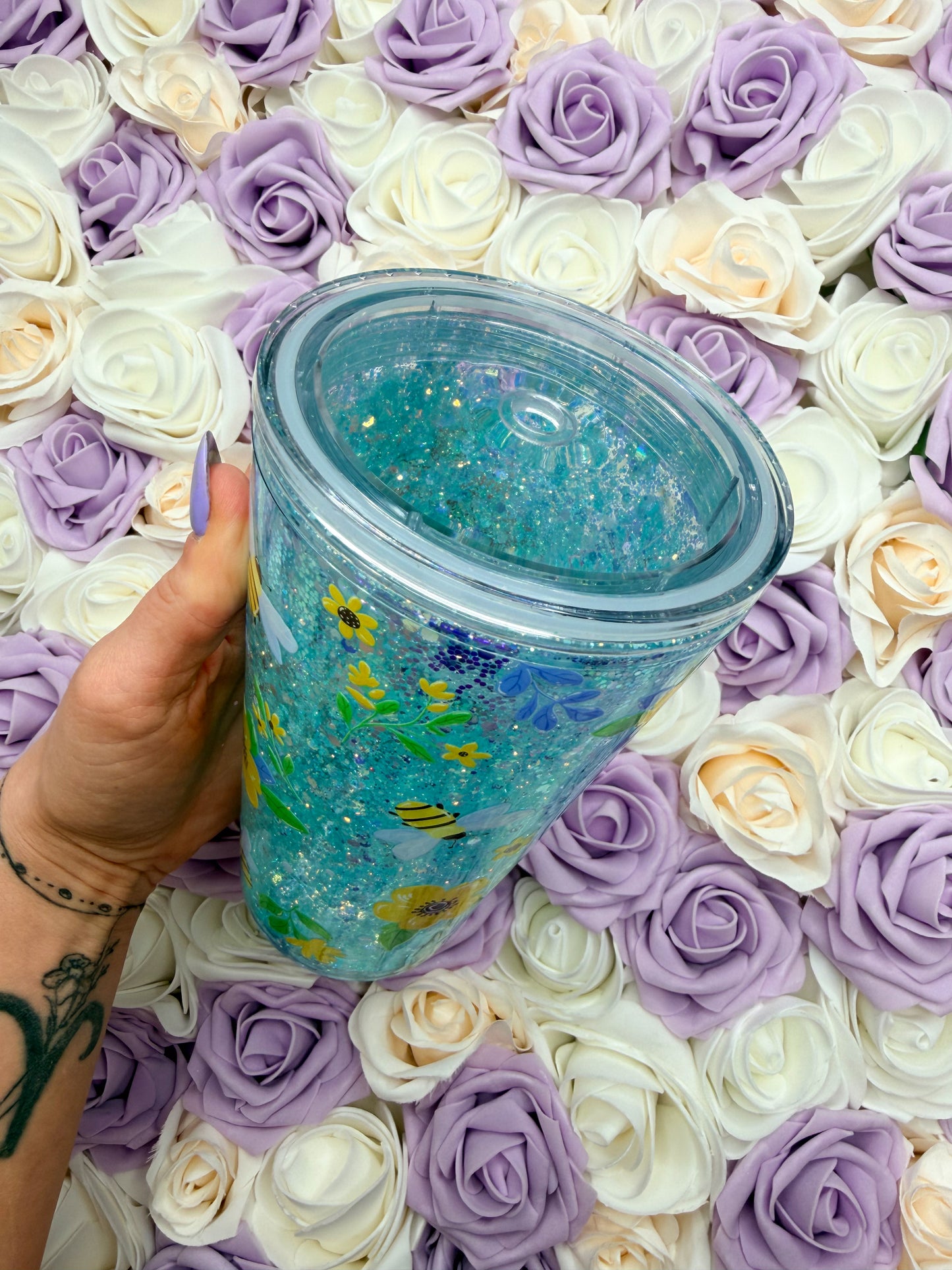 Bees & Flowers 16oz Snowglobe Tumbler