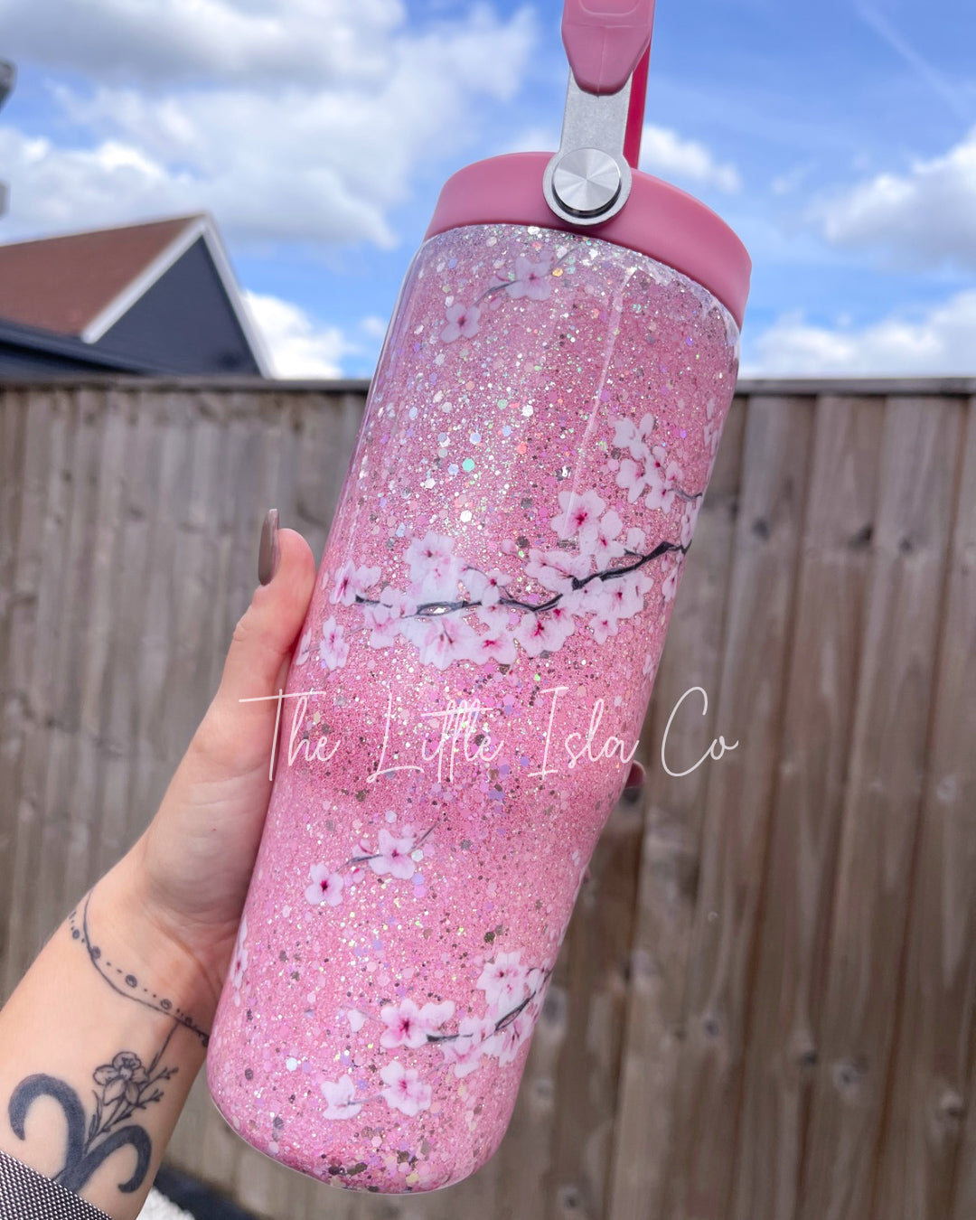 Cherry Blossom Glitter Tumbler
