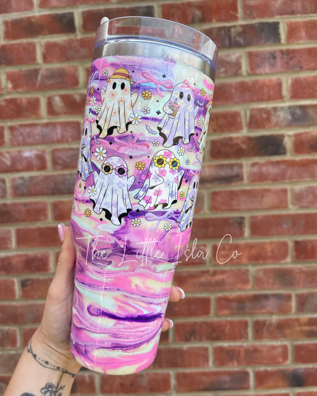 Cute Ghosties Shimmer Swirl Tumbler - 40oz Dupe