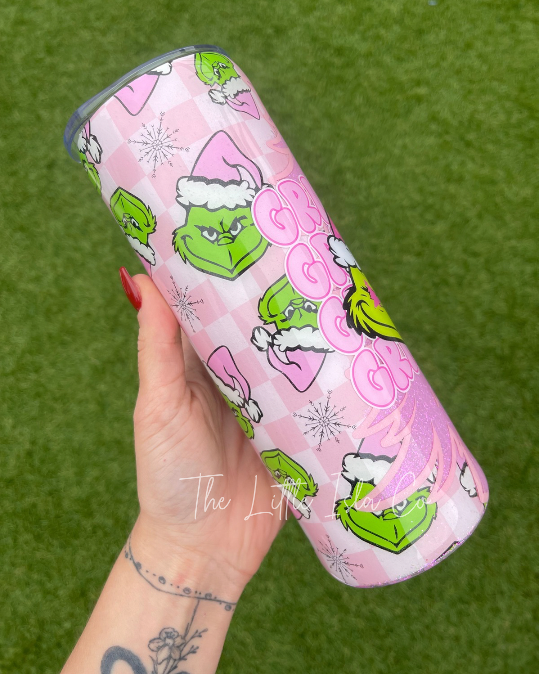 Green Character Pink Glitter Tumbler