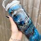Blue & Earthy Tones Flip Straw Tumbler - Apex Cure Pro Resin Swirl Tumbler