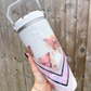 Mixed Media White Butterfly Flip Straw Glitter Tumbler