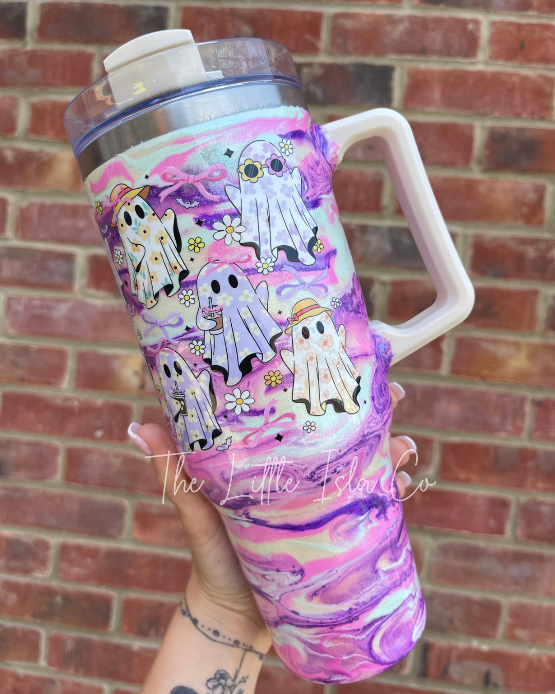 Cute Ghosties Shimmer Swirl Tumbler - 40oz Dupe