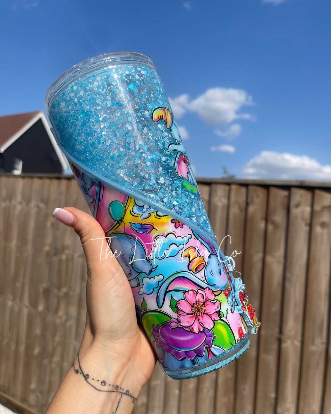 Cute Elephant Zipper Snowglobe Tumbler - 24oz WITH EPOXY TOPCOAT