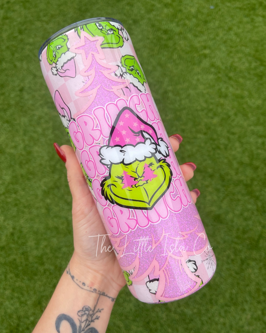 Green Character Pink Glitter Tumbler
