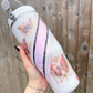 Mixed Media White Butterfly Flip Straw Glitter Tumbler