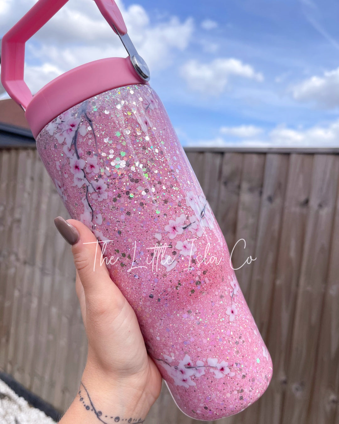 Cherry Blossom Glitter Tumbler