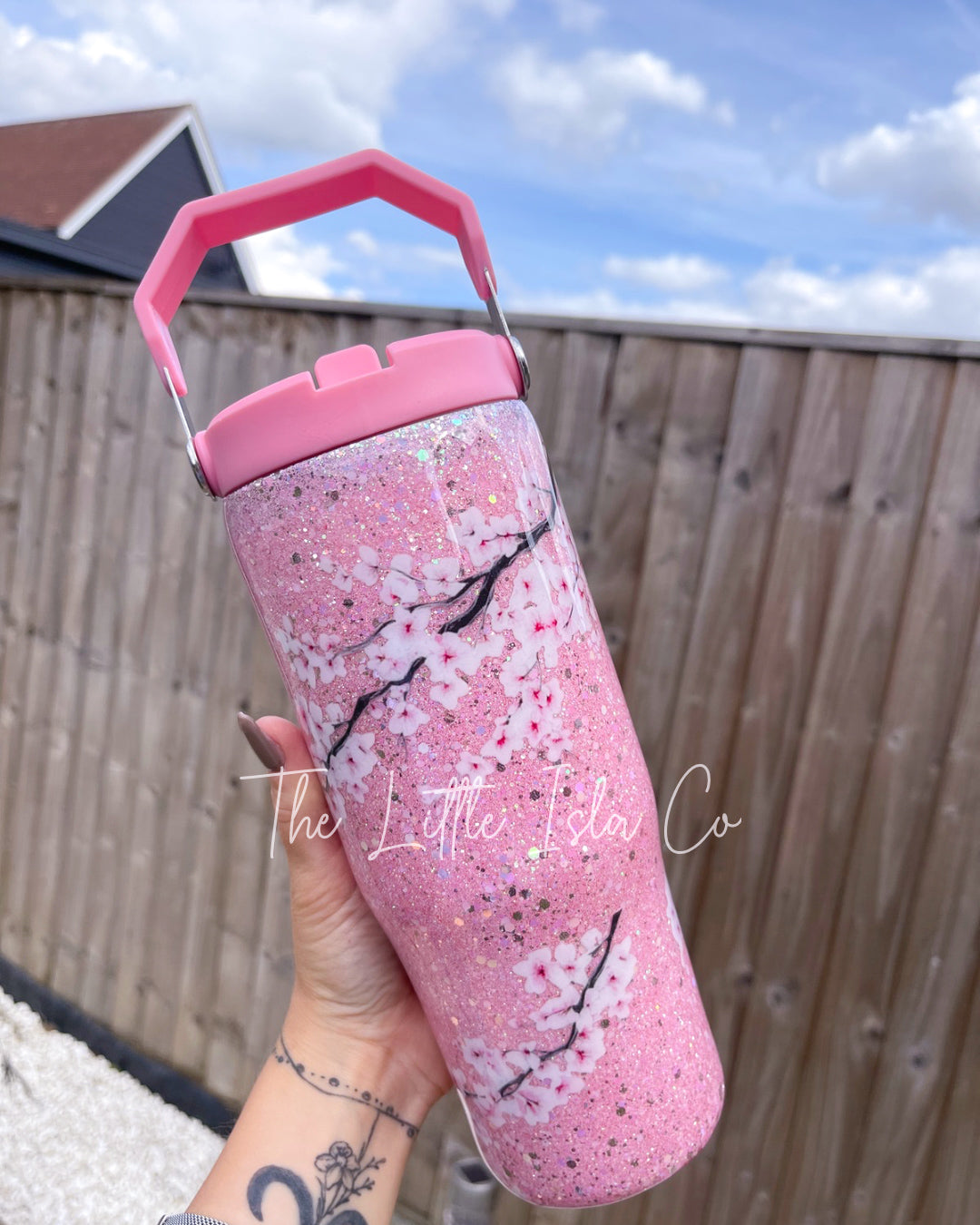 Cherry Blossom Glitter Tumbler
