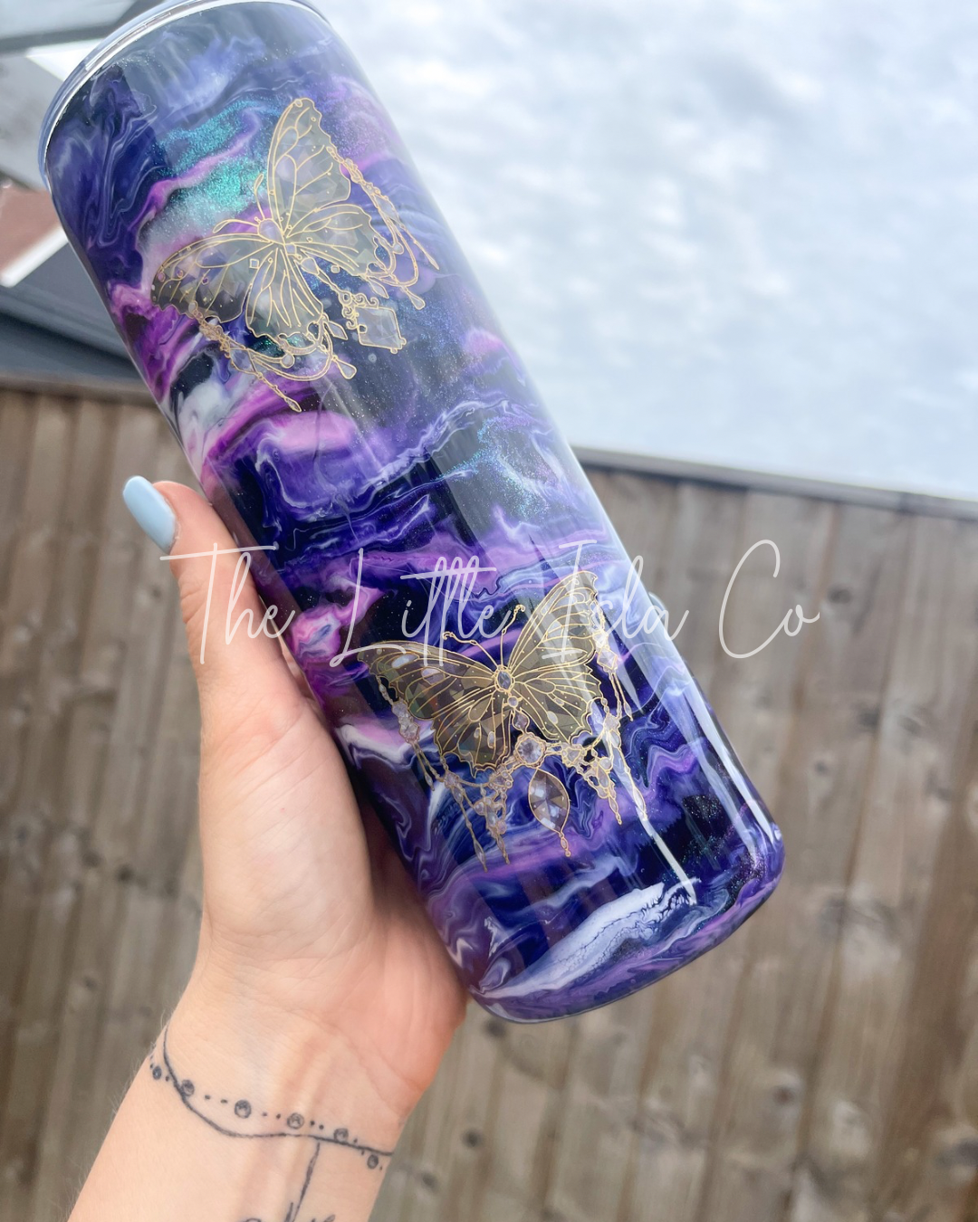 Dark Butterflies Resin Swirl Tumbler - 20oz Stainless Steel