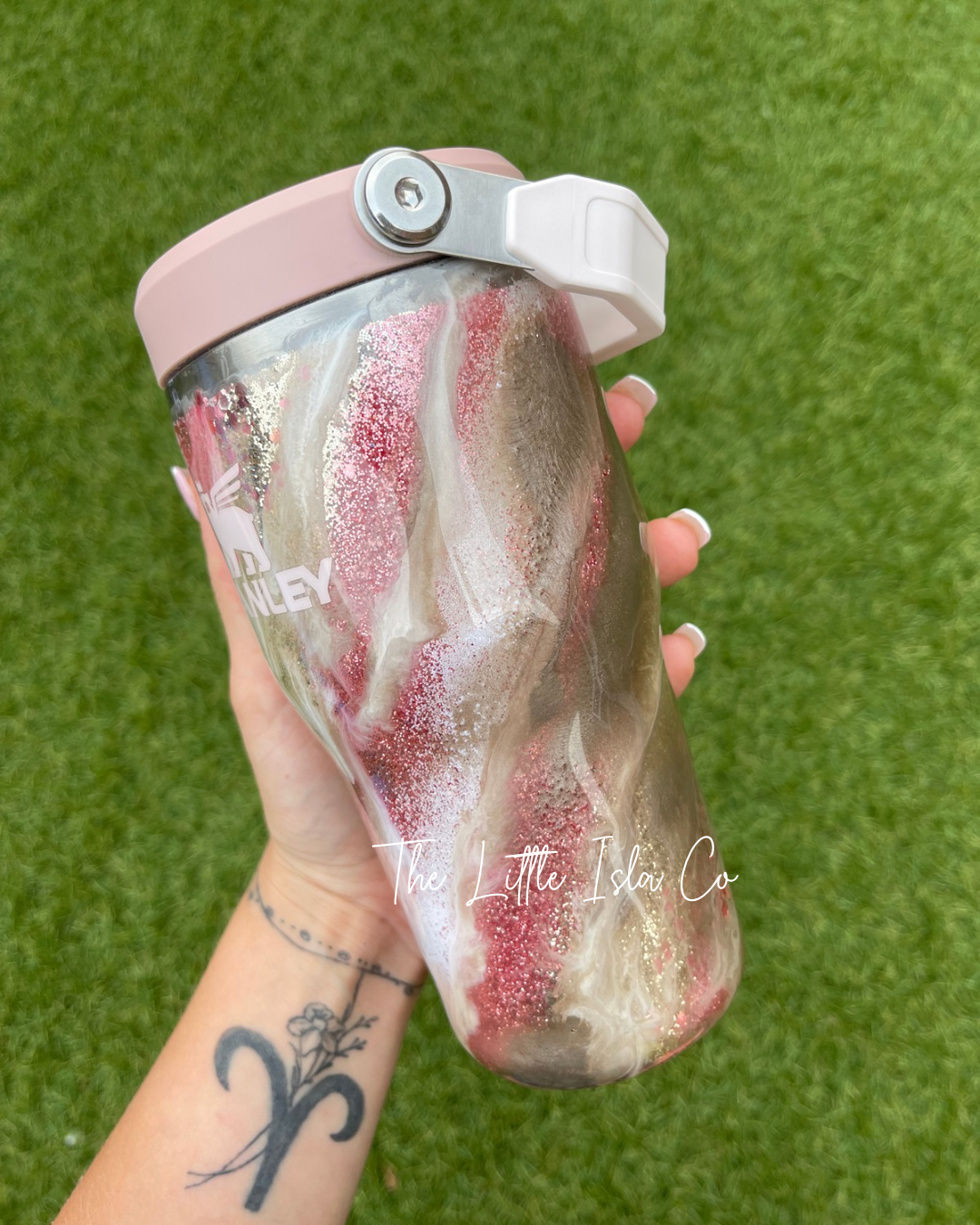 Rose Quartz 20oz Quencher Tumbler with Milky Way Design
