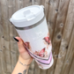 Mixed Media White Butterfly Flip Straw Glitter Tumbler