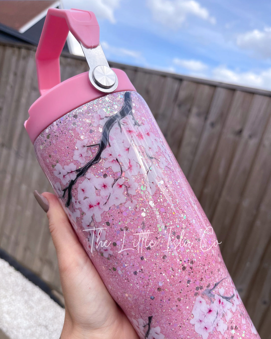 Cherry Blossom Glitter Tumbler