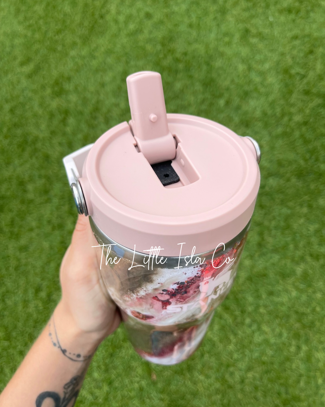 Rose Quartz 20oz Quencher Tumbler with Milky Way Design