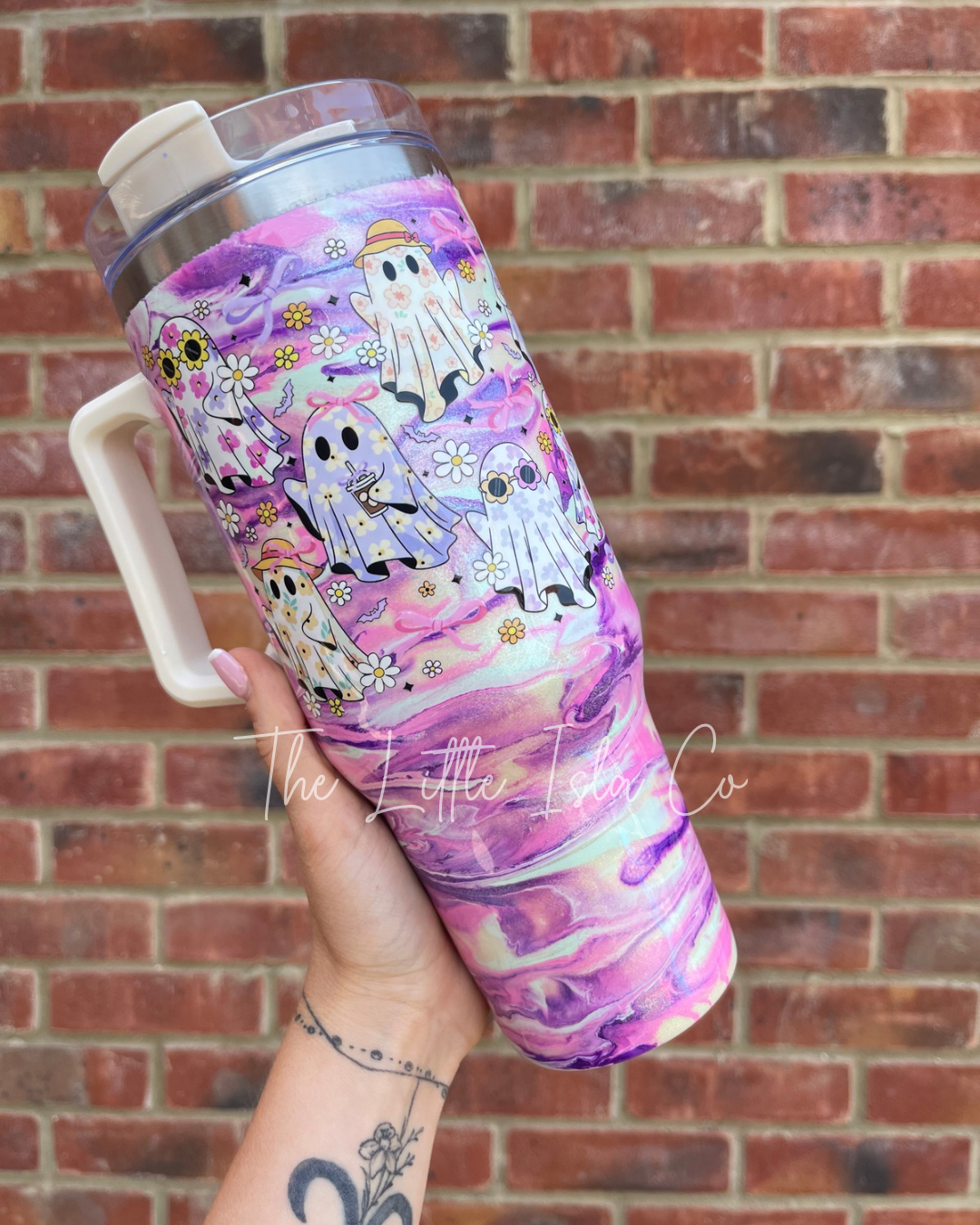 Cute Ghosties Shimmer Swirl Tumbler - 40oz Dupe