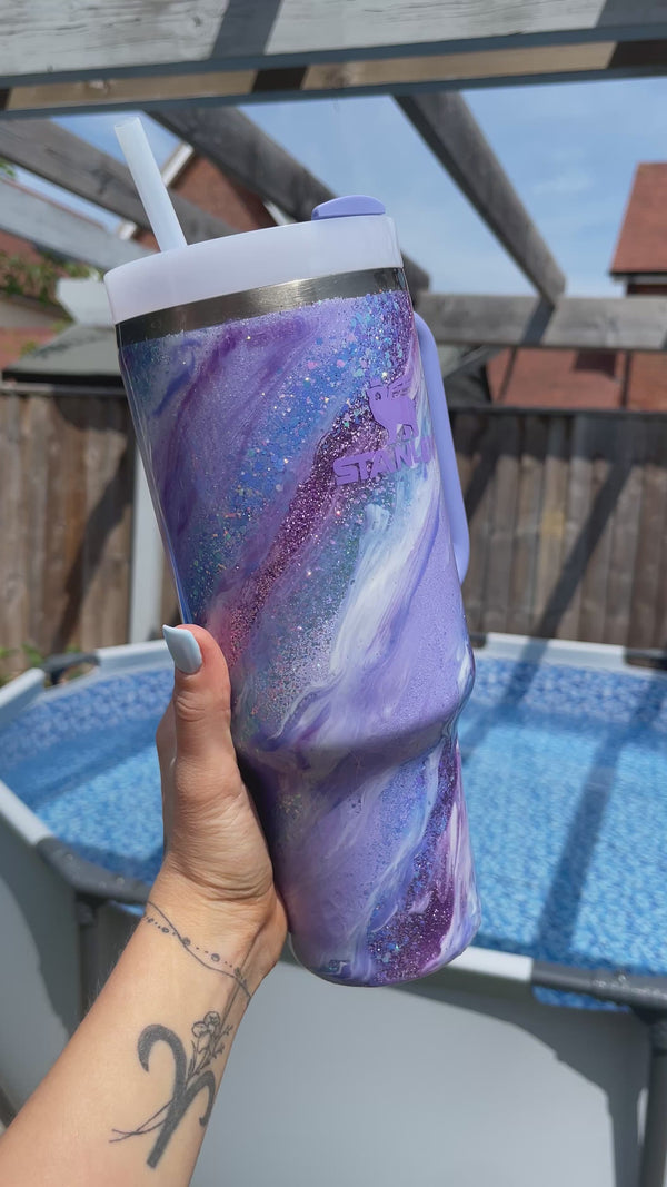 Purple Milky Way Glitter Tumbler - 40oz Quencher