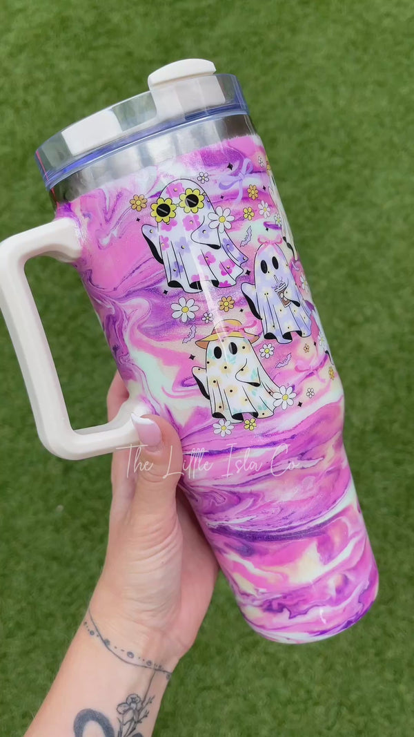 Cute Ghosties Shimmer Swirl Tumbler - 40oz Dupe